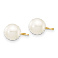 14k 6-7mm White Round Freshwater Cultured Pearl Stud Post Earrings-X60PW