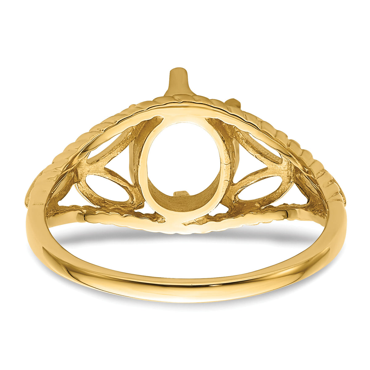 14k Polished 8x6 Oval Gemstone Filigree Ring Mounting-X6102