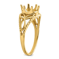 14k Polished 8x6 Oval Gemstone Filigree Ring Mounting-X6102