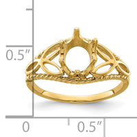 14k Polished 8x6 Oval Gemstone Filigree Ring Mounting-X6102