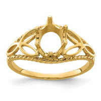 14k Polished 8x6 Oval Gemstone Filigree Ring Mounting-X6102