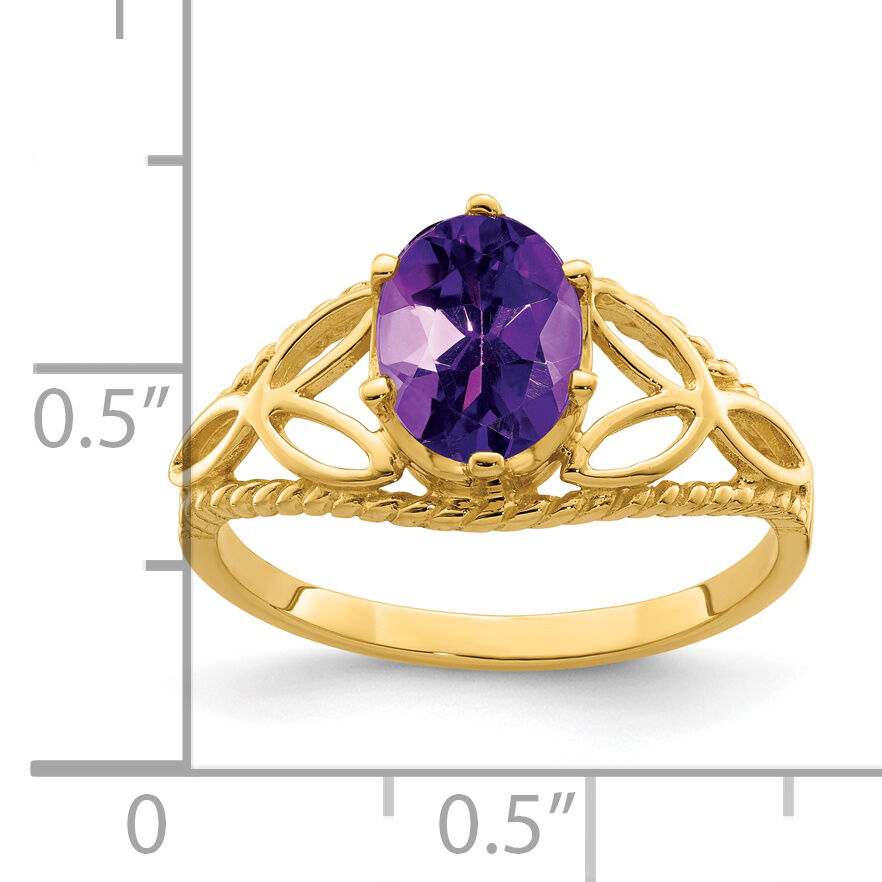 14k 8x6mm Oval Amethyst ring-X6102AM
