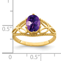 14k 8x6mm Oval Amethyst ring-X6102AM