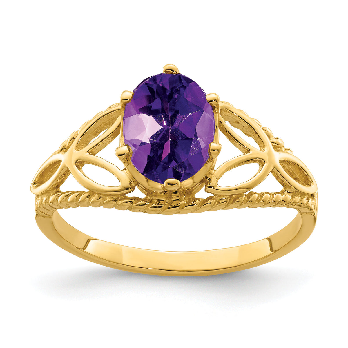 14k 8x6mm Oval Amethyst ring-X6102AM