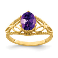 14k 8x6mm Oval Amethyst ring-X6102AM