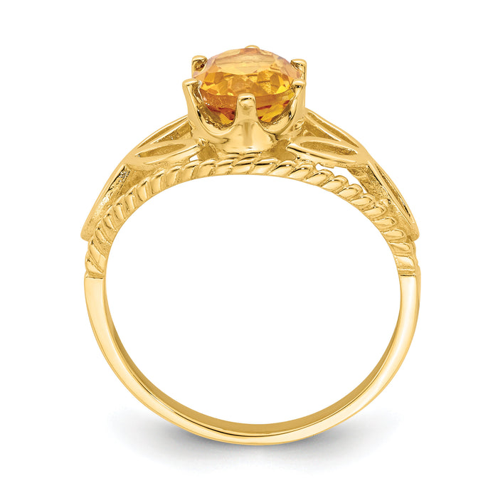 14k 8x6mm Oval Citrine ring-X6102CI