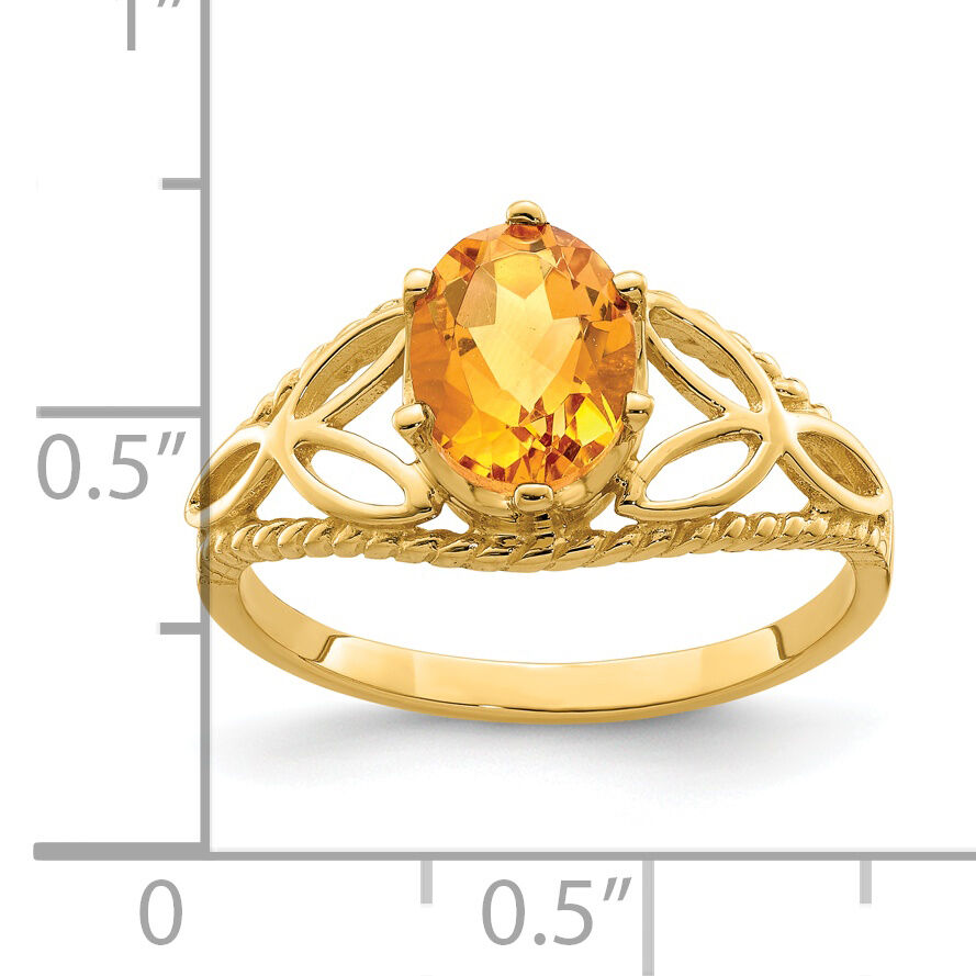 14k 8x6mm Oval Citrine ring-X6102CI