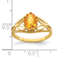 14k 8x6mm Oval Citrine ring-X6102CI