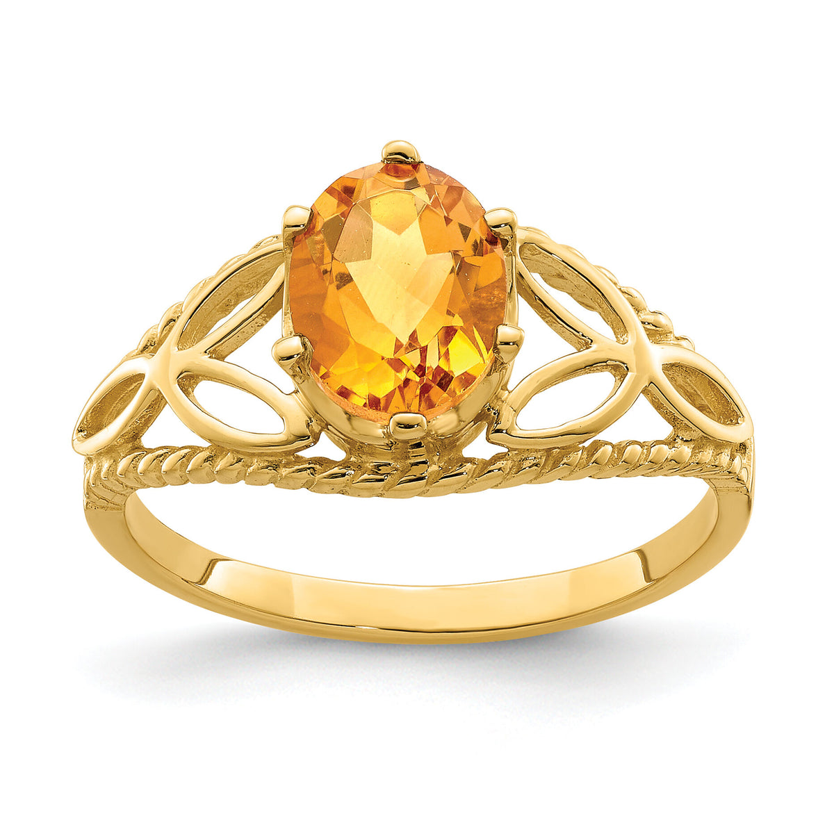 14k 8x6mm Oval Citrine ring-X6102CI