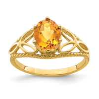 14k 8x6mm Oval Citrine ring-X6102CI