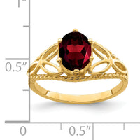 14k 8x6mm Oval Garnet ring-X6102GA