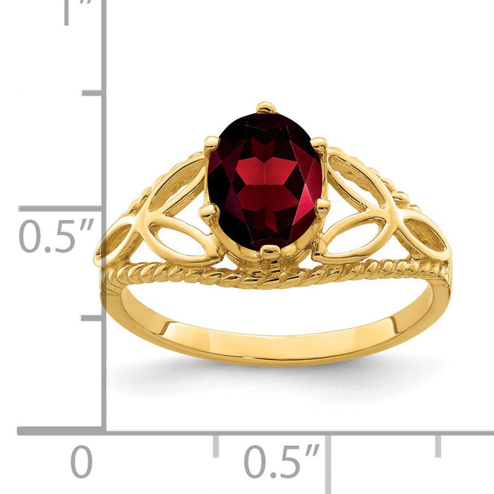 14k 8x6mm Oval Garnet ring-X6102GA