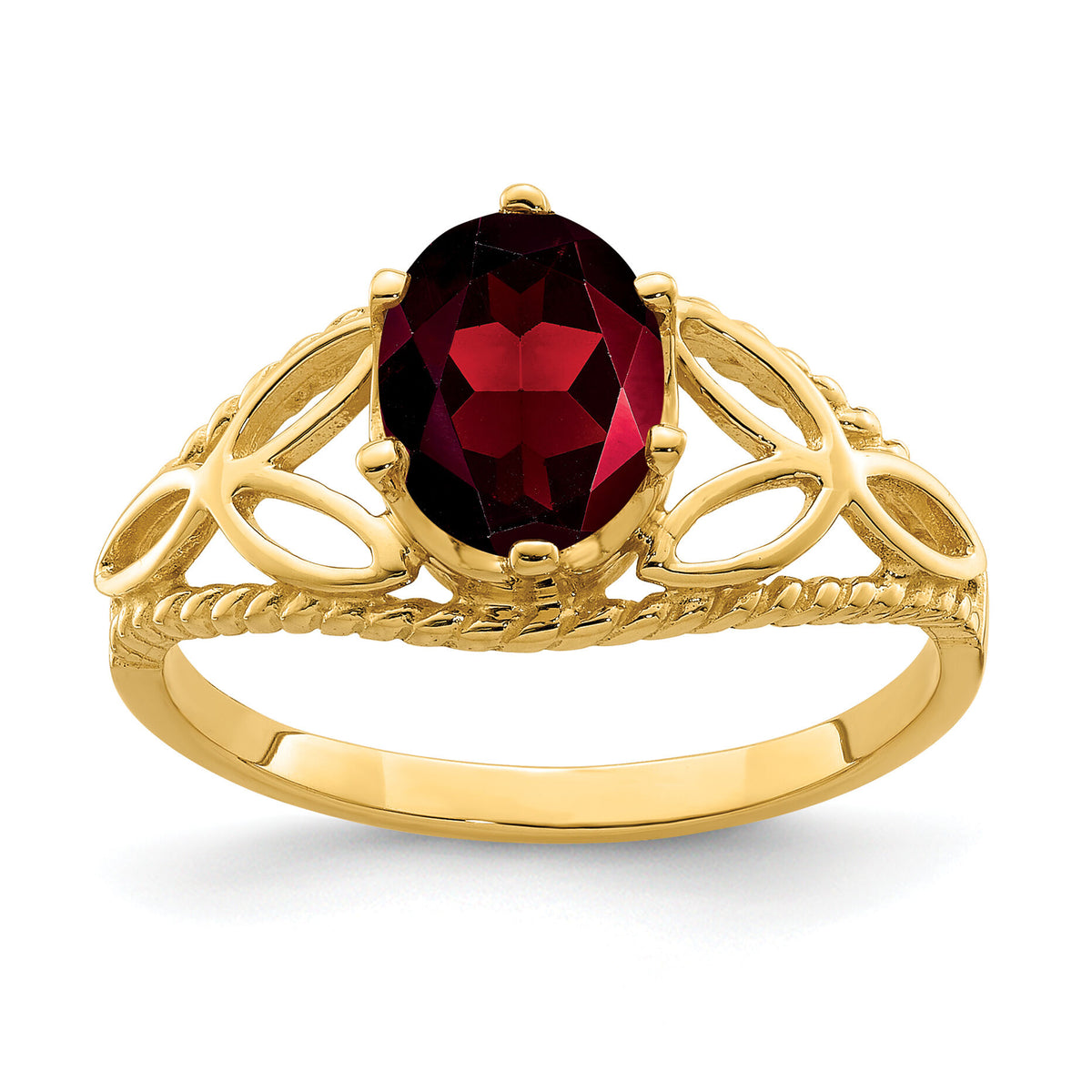14k 8x6mm Oval Garnet ring-X6102GA