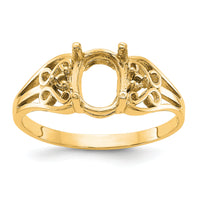 14k Polished .04ct. Diamond & 9x7 Oval Gemstone Filigree Ring Mounting-X6106