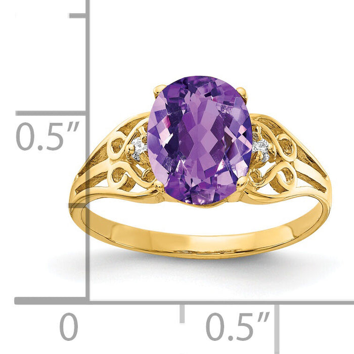 14k 9x7mm Oval Amethyst A Diamond ring-X6106AM/A