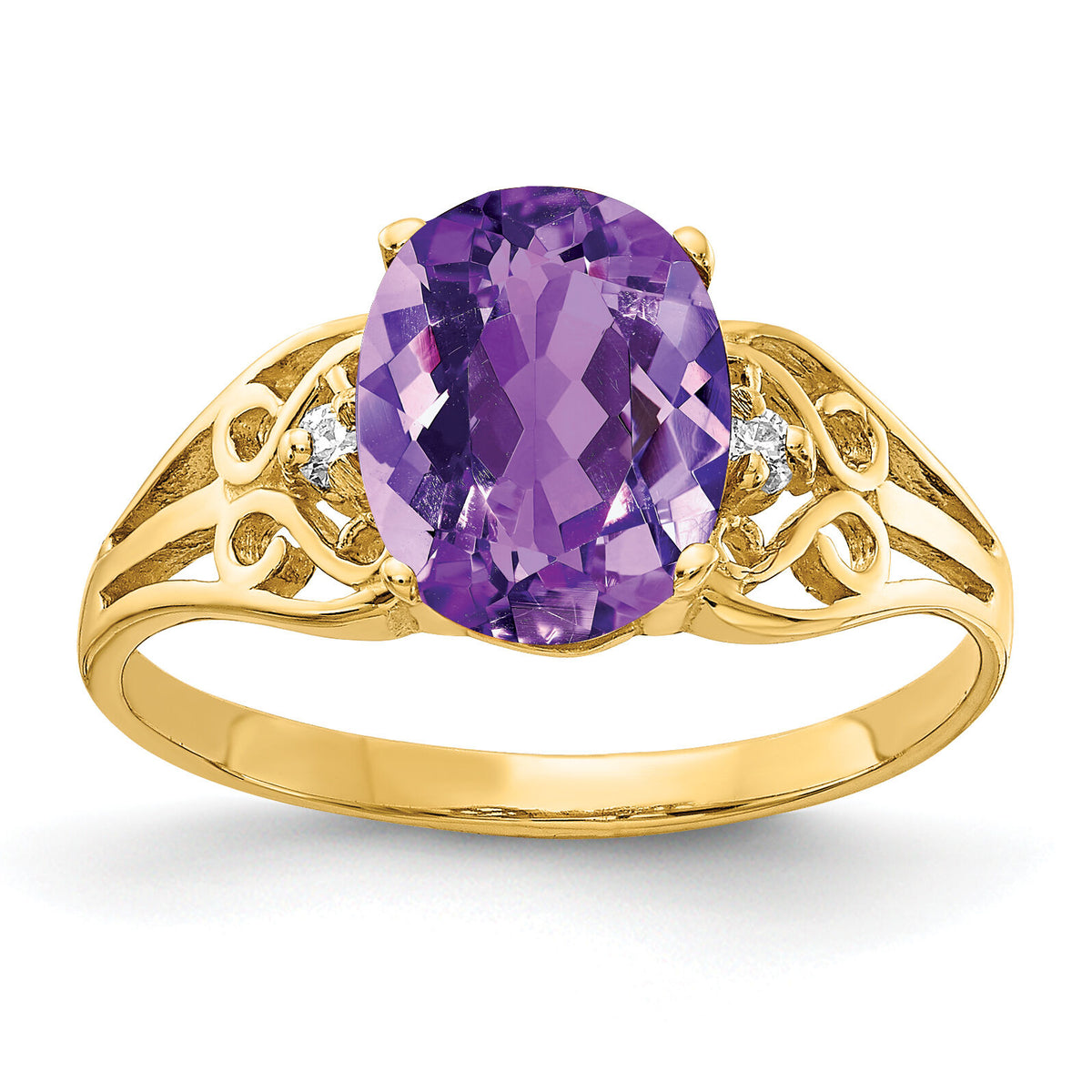 14k 9x7mm Oval Amethyst A Diamond ring-X6106AM/A