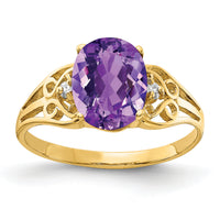 14k 9x7mm Oval Amethyst A Diamond ring-X6106AM/A