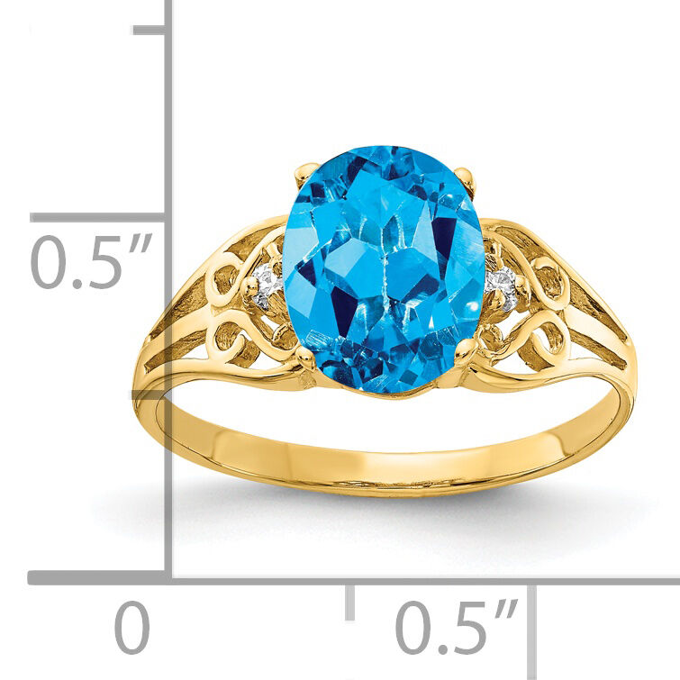 14k 9x7mm Oval Blue Topaz AA Diamond ring-X6106BT/AA