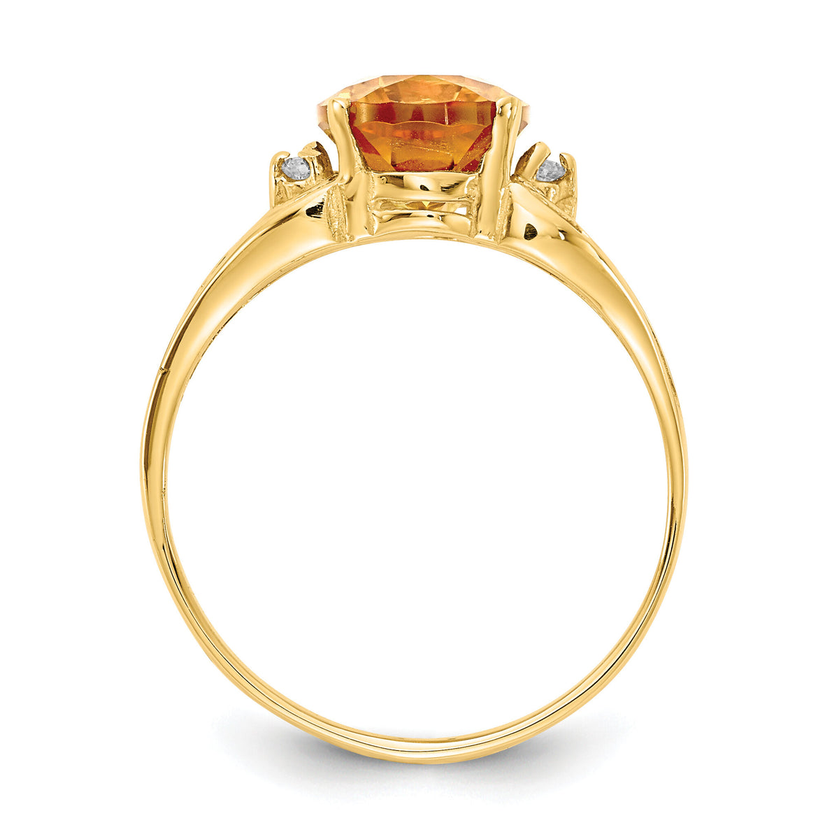 14k 9x7mm Oval Citrine AA Diamond ring-X6106CI/AA
