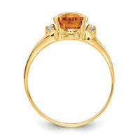 14k 9x7mm Oval Citrine AA Diamond ring-X6106CI/AA