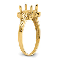 14k Polished .04ct. Diamond & 9x7 Oval Gemstone Filigree Ring Mounting-X6107