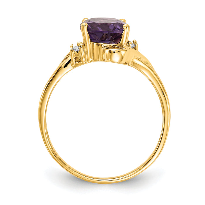 14k 9x7mm Oval Amethyst AA Diamond ring-X6107AM/AA