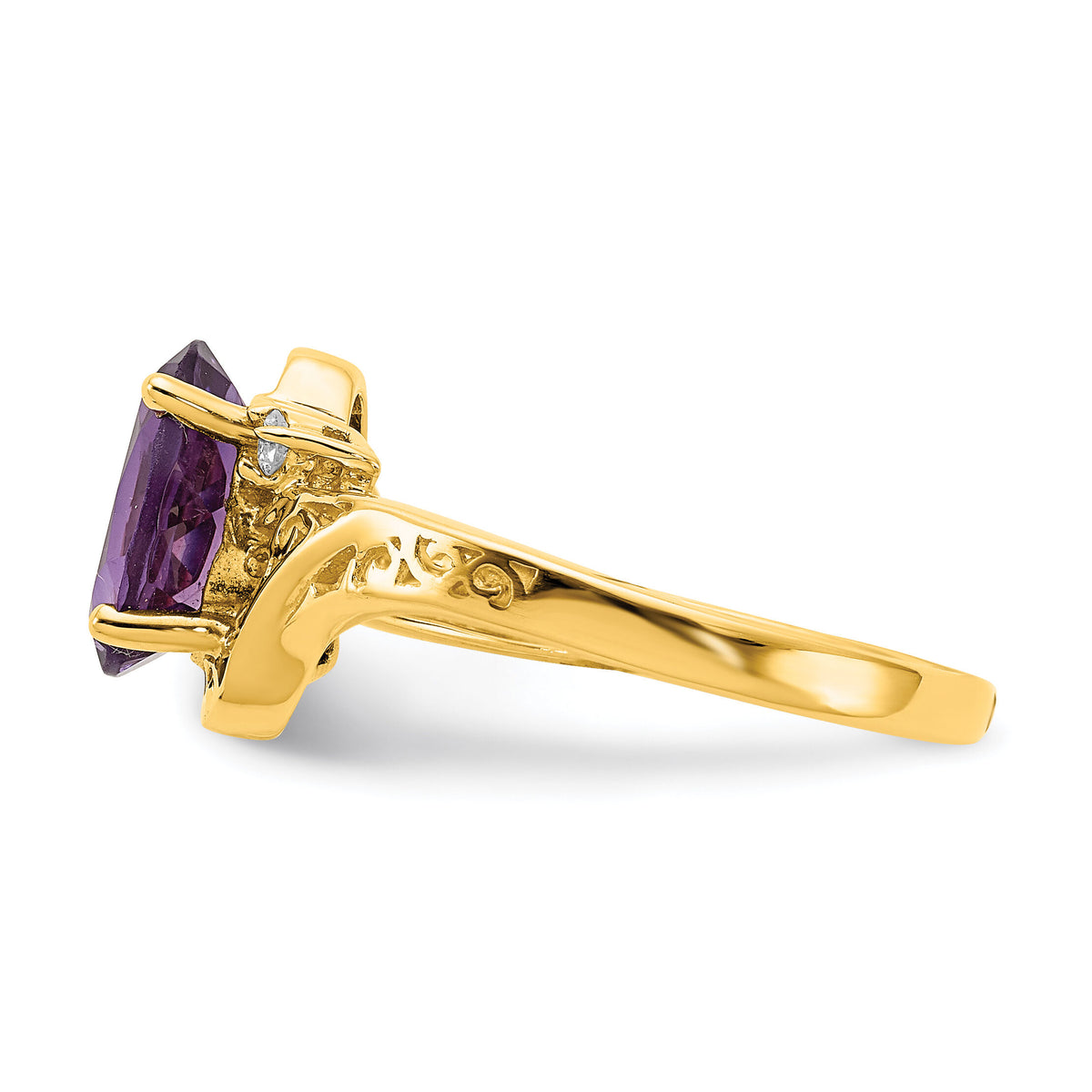 14k 9x7mm Oval Amethyst AA Diamond ring-X6107AM/AA