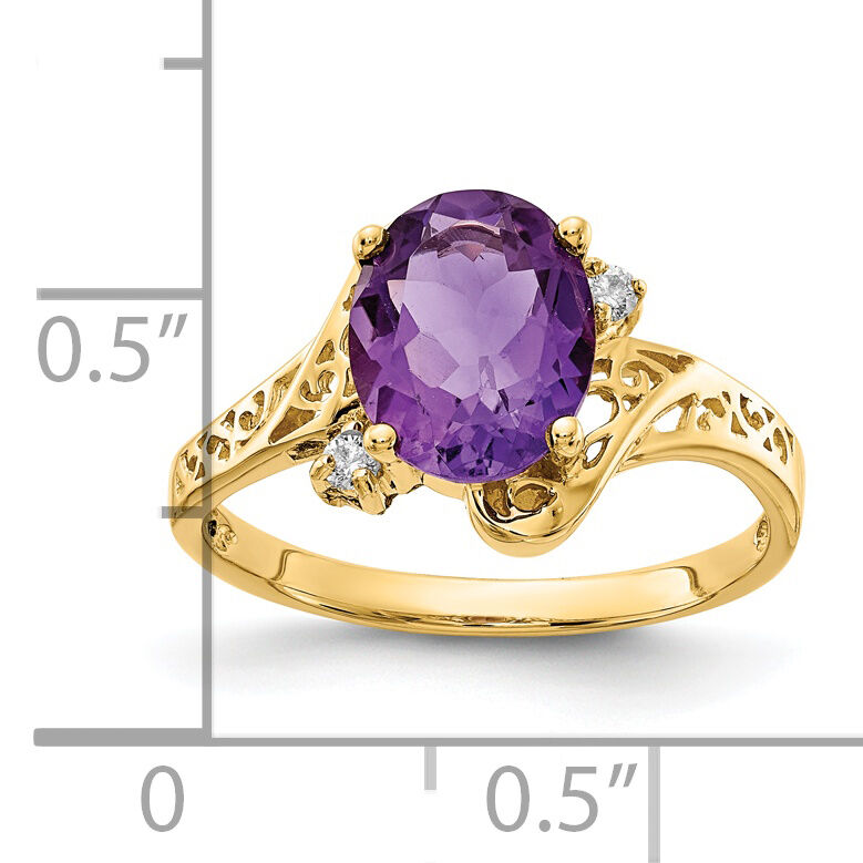 14k 9x7mm Oval Amethyst AA Diamond ring-X6107AM/AA