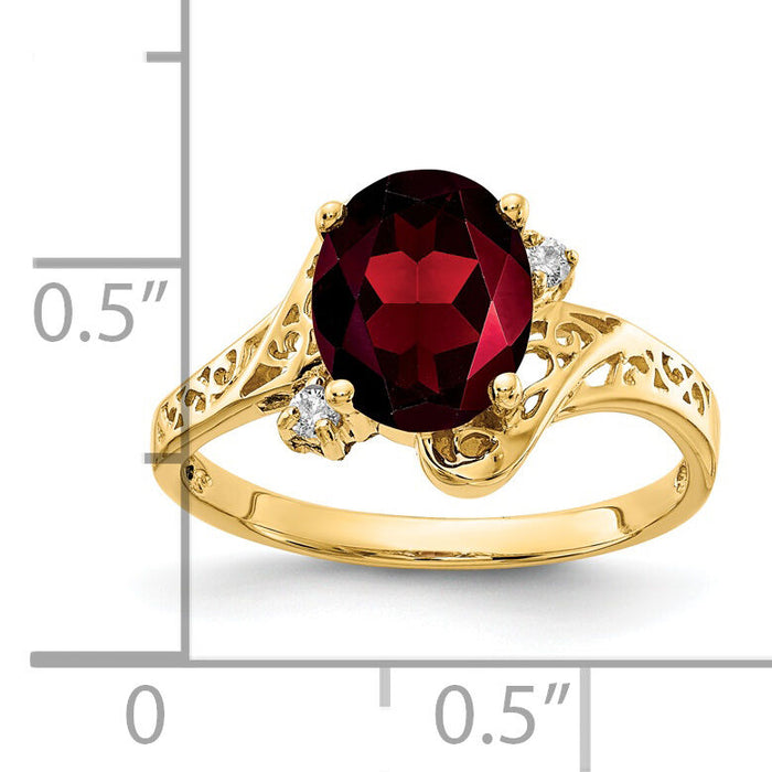 14k Garnet Diamond ring-X6107GA/AA