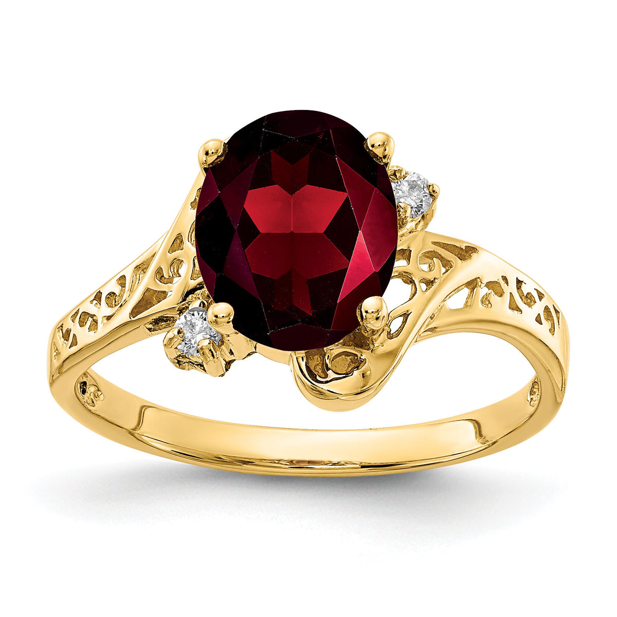 14k Garnet Diamond ring-X6107GA/AA