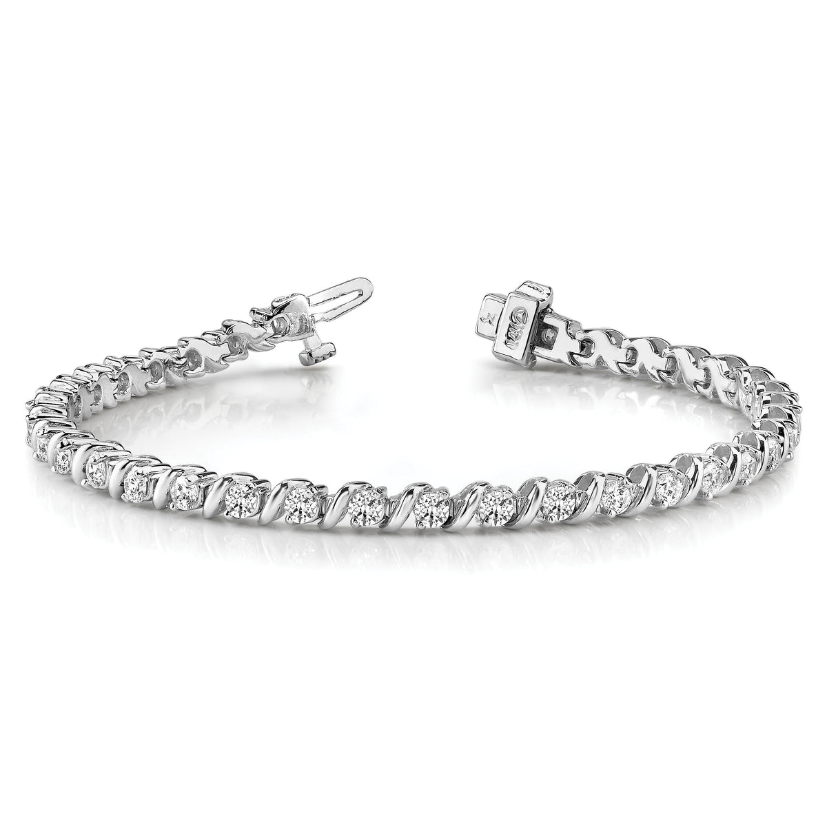 14k White Gold 2.25mm Swirled Tennis Bracelet Mounting-X630W