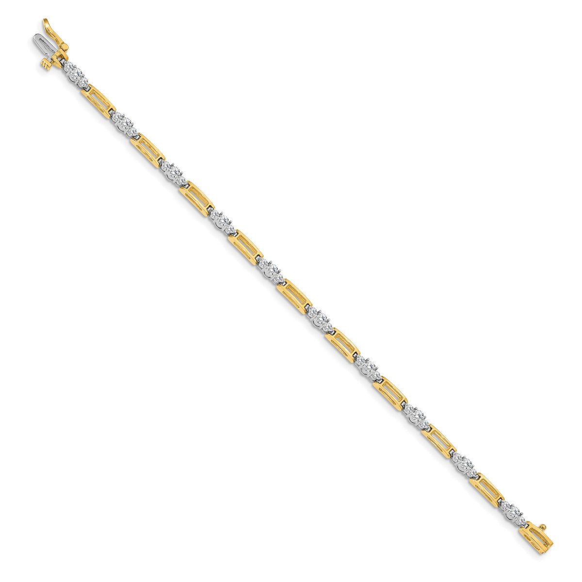 14k Two-Tone Fancy Link Tennis Bracelet Mtg-X638