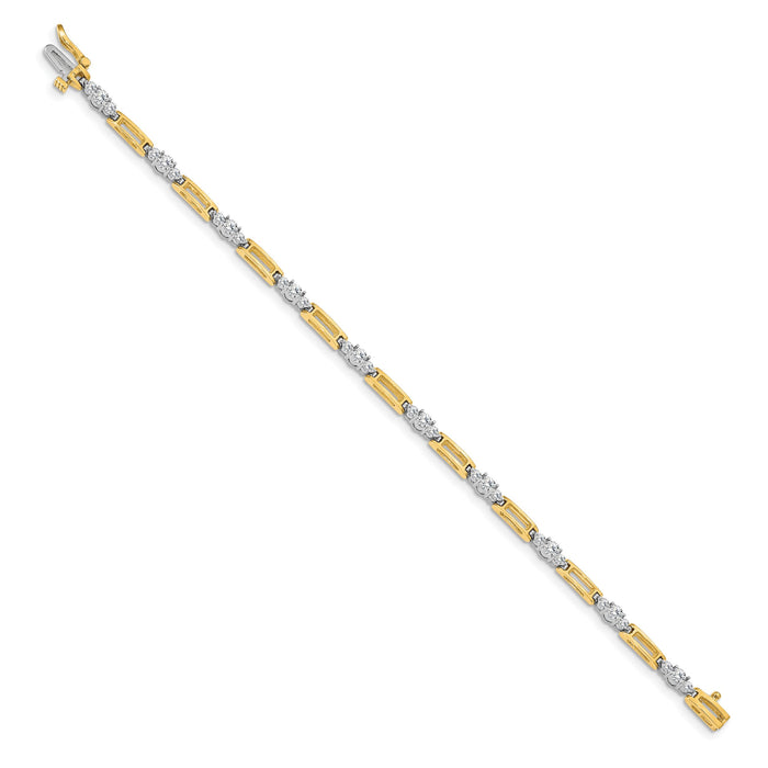 14k Two-Tone Fancy Link Tennis Bracelet Mtg-X638