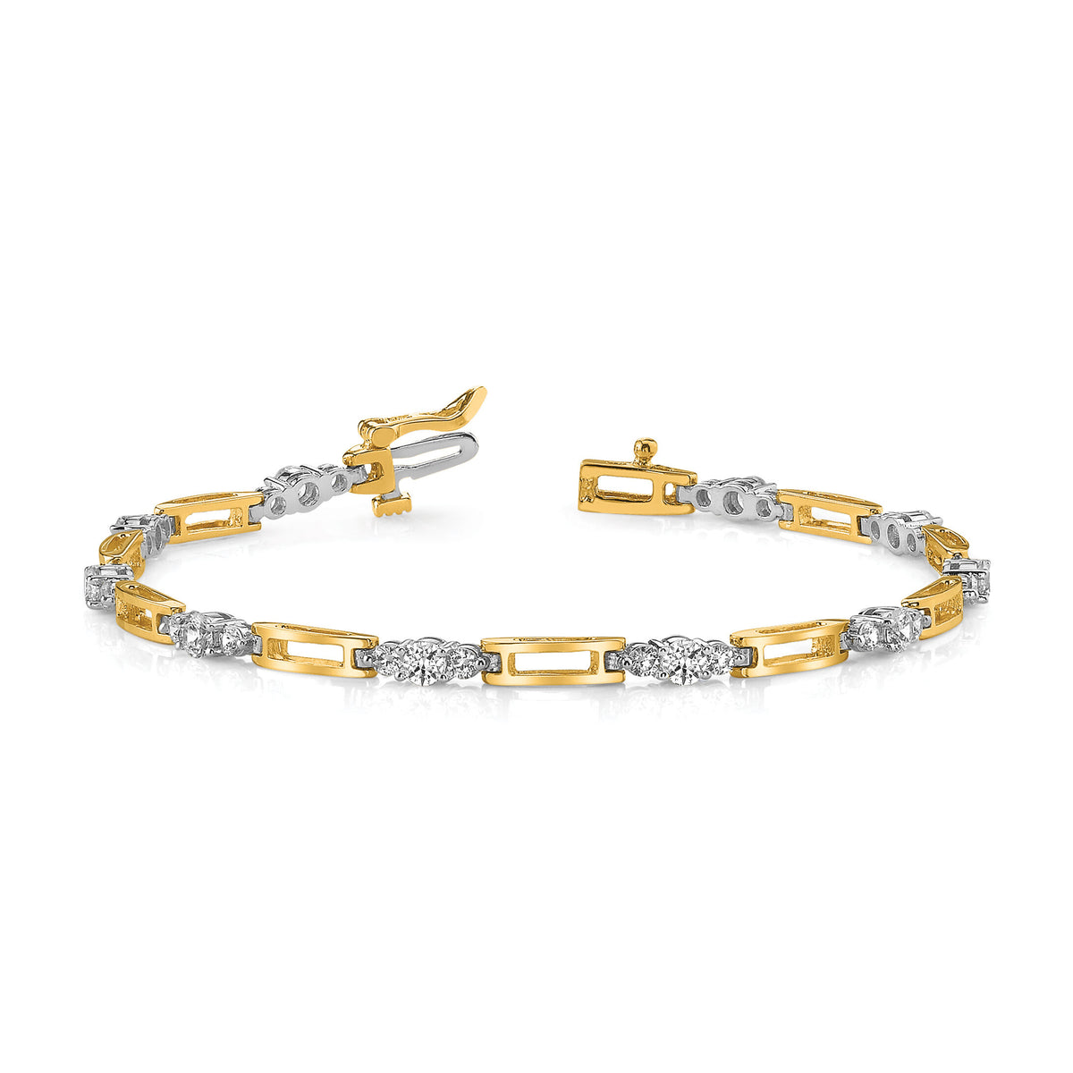 14k Two-Tone Fancy Link Tennis Bracelet Mtg-X638