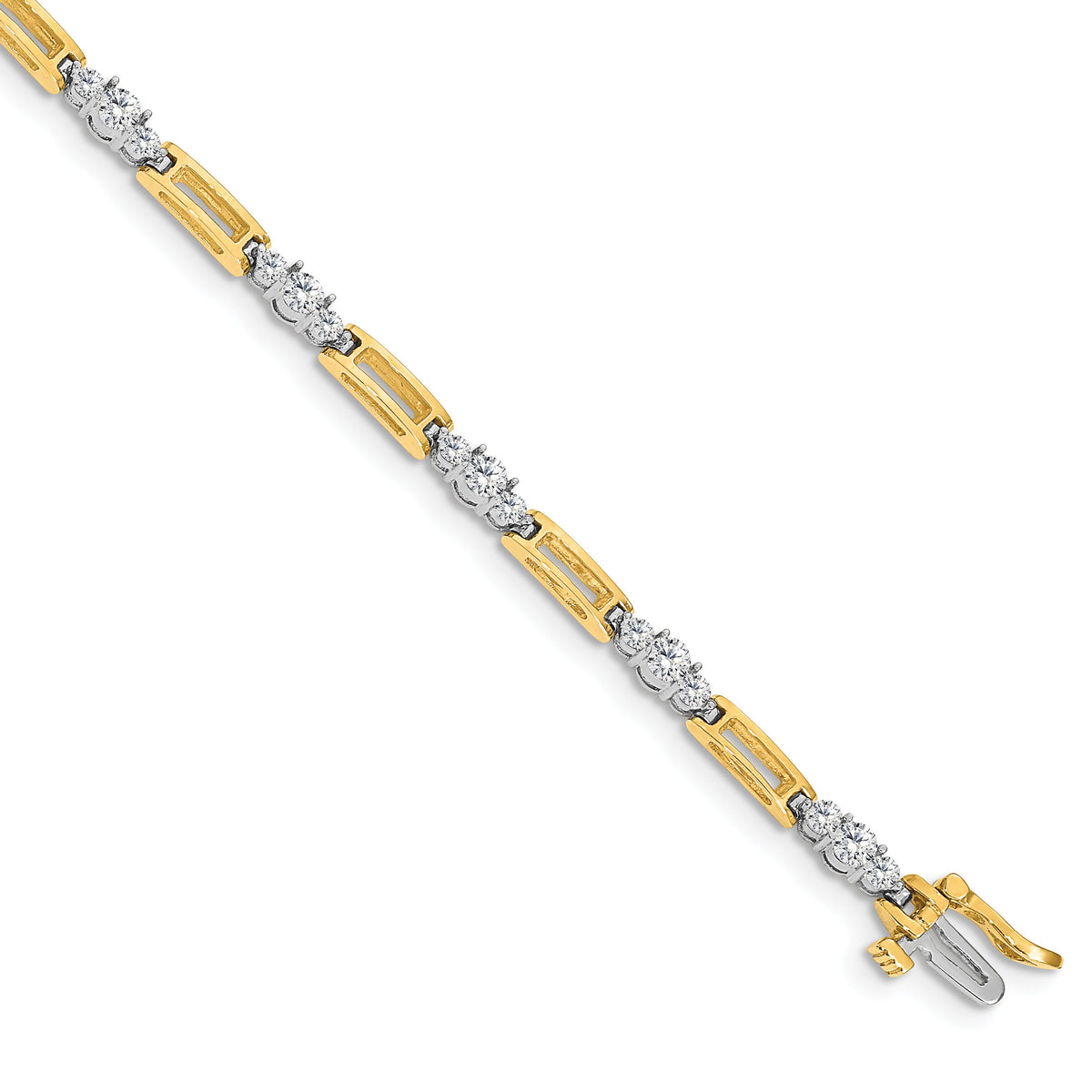 14k Two-Tone Fancy Link Tennis Bracelet Mtg-X638
