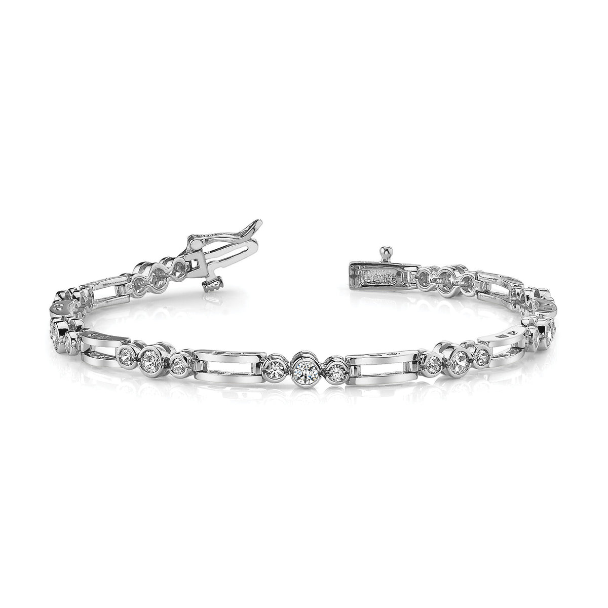 14k White Gold Fancy Link Tennis Bracelet Mounting-X639W