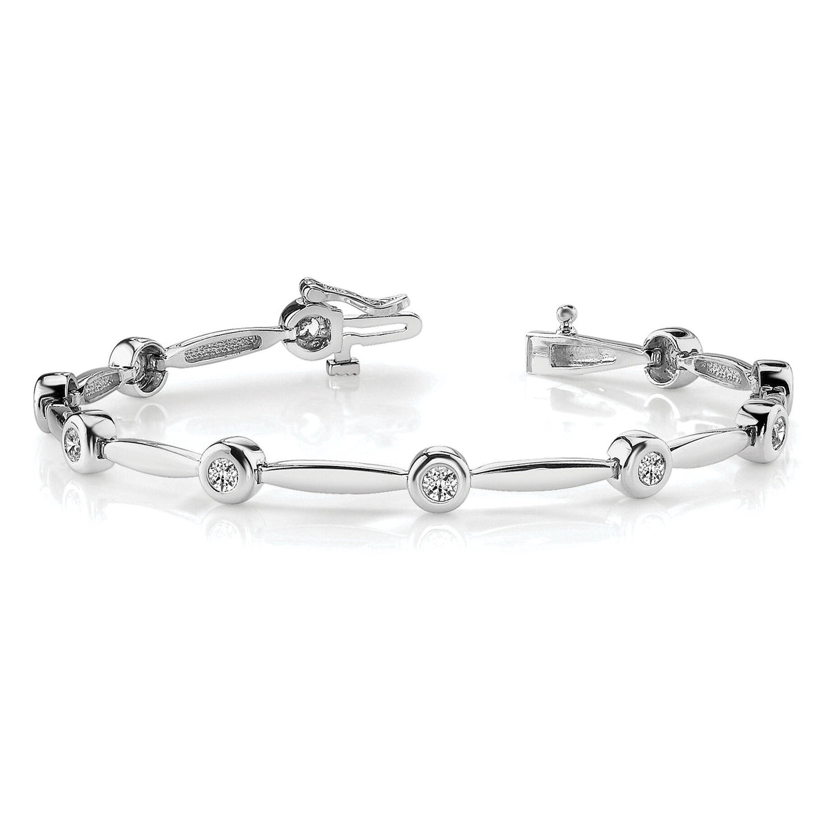 14k White Gold 2.3mm Bar Link Bracelet Mounting-X646W