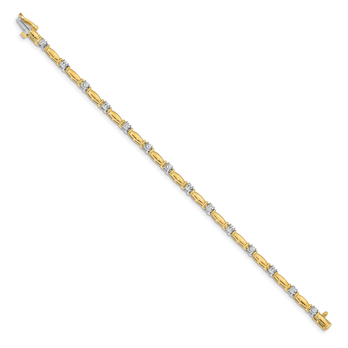 14k Two-tone 2.6mm Bar Link Tennis Bracelet Mounting-X654