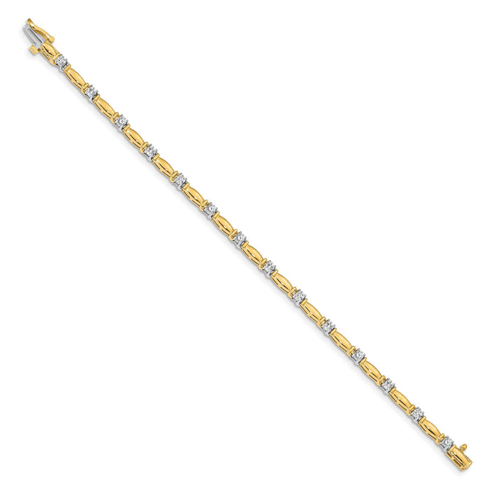 14k Two-tone 2.6mm Bar Link Tennis Bracelet Mounting-X654