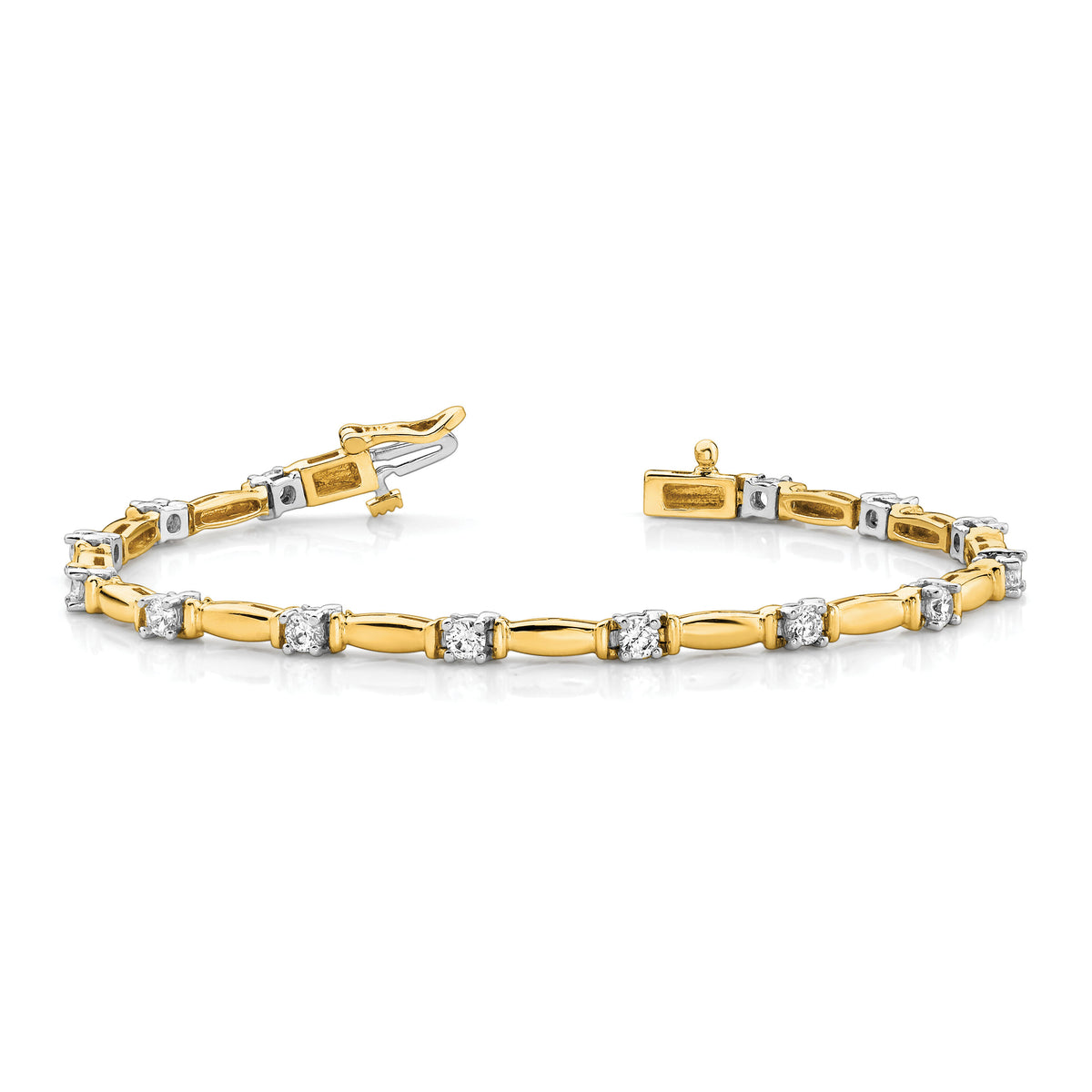 14k Two-tone 2.6mm Bar Link Tennis Bracelet Mounting-X654