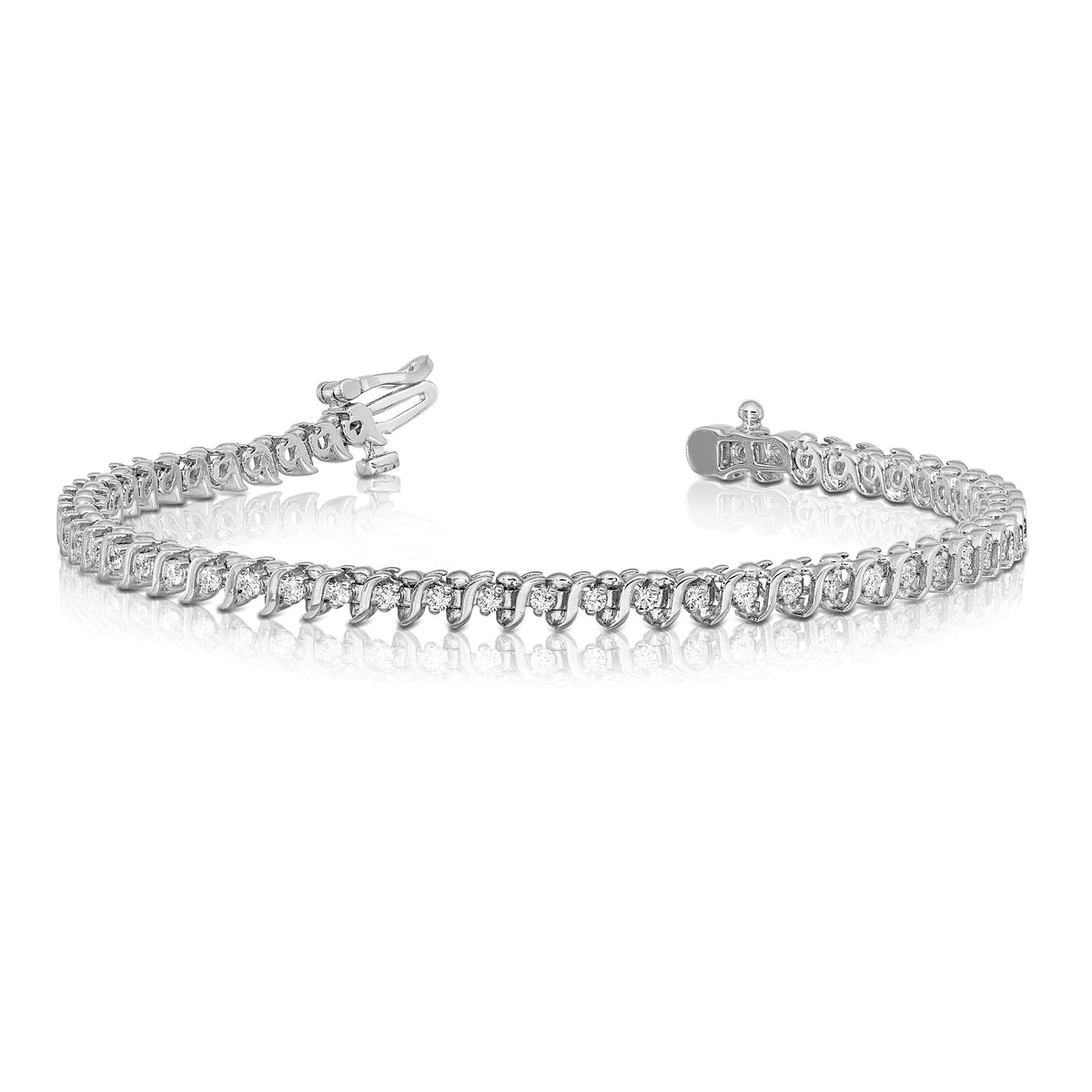 14k White Gold 1.6mm Diamond Tennis Bracelet-X700WAA