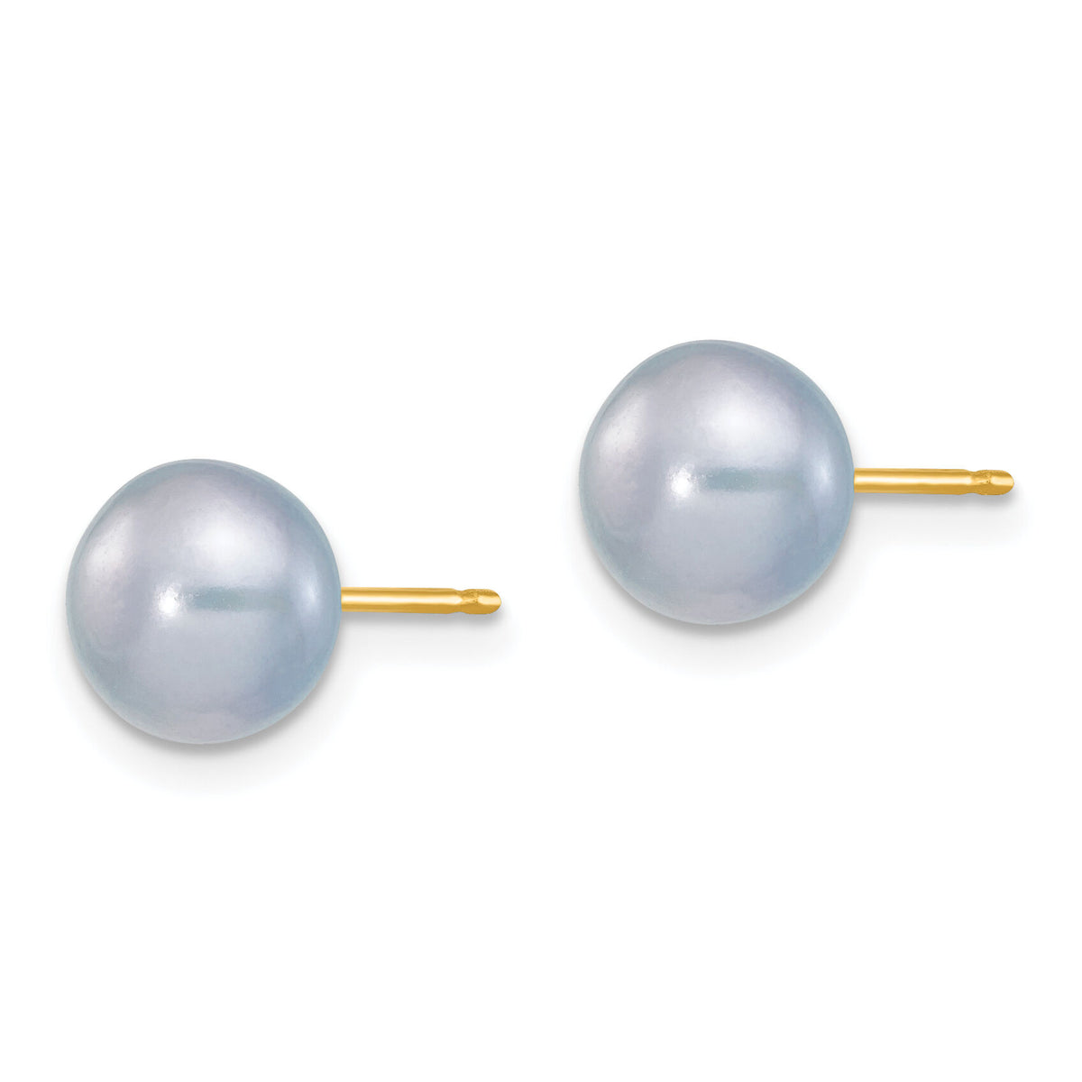 14k 7-8mm Grey Button FW Cultured Pearl Stud Post Earrings-X70BG