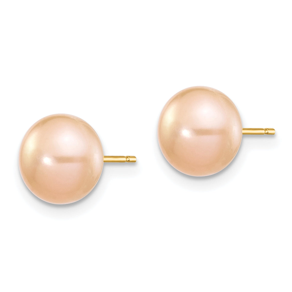 14k 7-8mm Pink Button FW Cultured Pearl Stud Post Earrings-X70BPI
