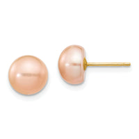 14k 7-8mm Pink Button FW Cultured Pearl Stud Post Earrings-X70BPI