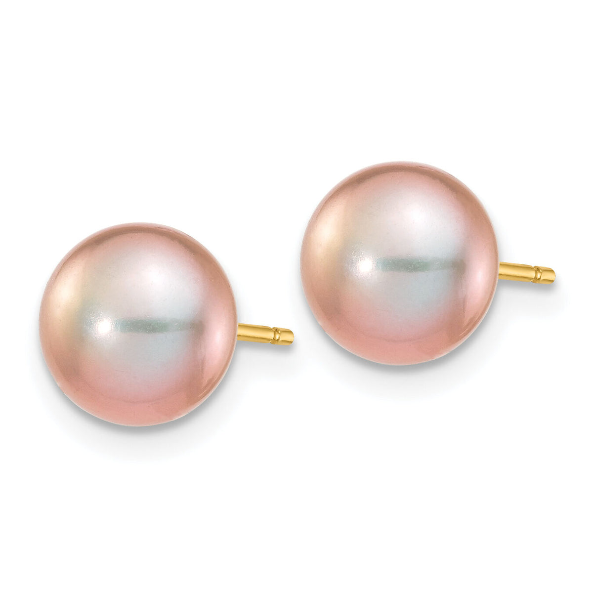 14k 7-8mm Purple Button Freshwater Cultured Pearl Stud Post Earrings-X70BPU