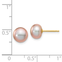 14k 7-8mm Purple Button Freshwater Cultured Pearl Stud Post Earrings-X70BPU