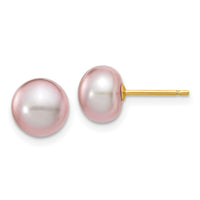14k 7-8mm Purple Button Freshwater Cultured Pearl Stud Post Earrings-X70BPU