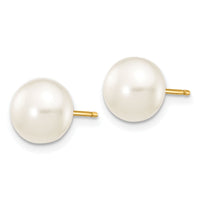 14k 7-8mm White Button Freshwater Cultured Pearl Stud Post Earrings-X70BW
