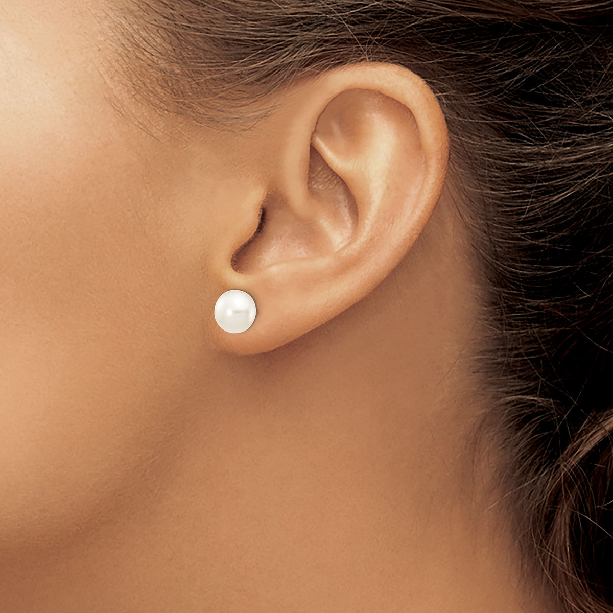 14k 7-8mm White Button Freshwater Cultured Pearl Stud Post Earrings-X70BW