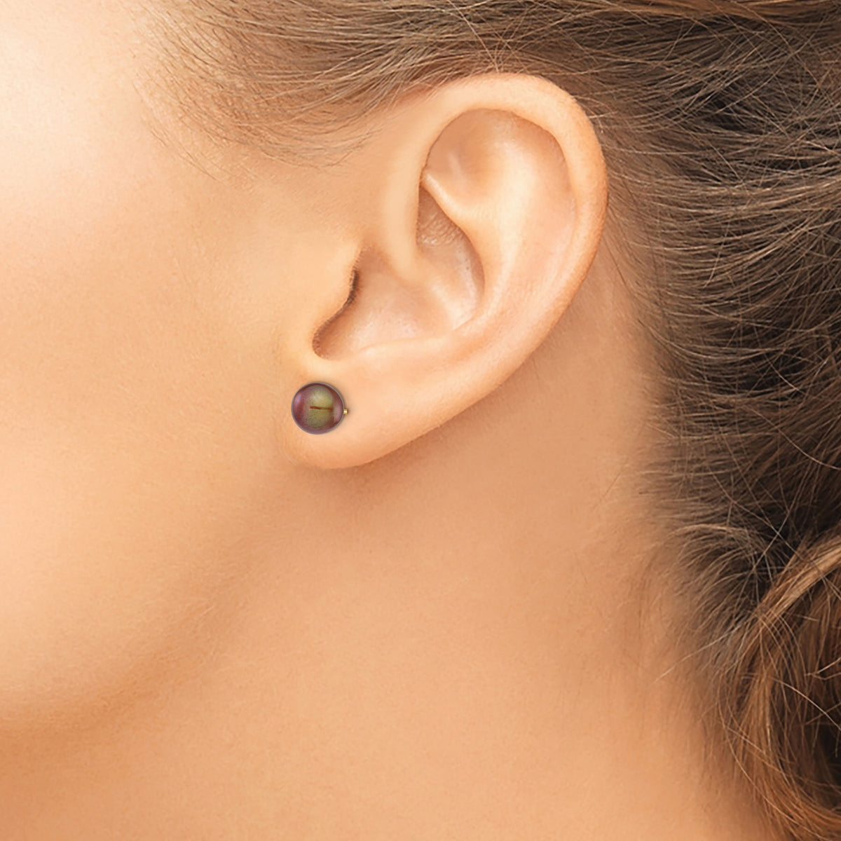 14k 7-8mm Brown Round Freshwater Cultured Pearl Stud Post Earrings-X70PC